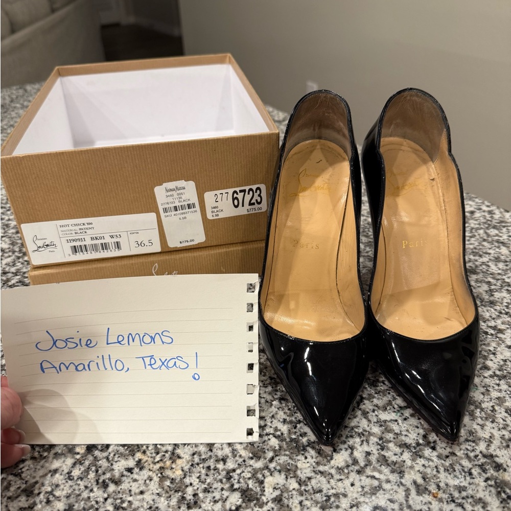 Christian Louboutin Black Patent HOT CHICK 100 Heels